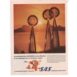 SAS Scandinavian Airlines Magazine Advertisement 1960s Vintage Aviation Travel